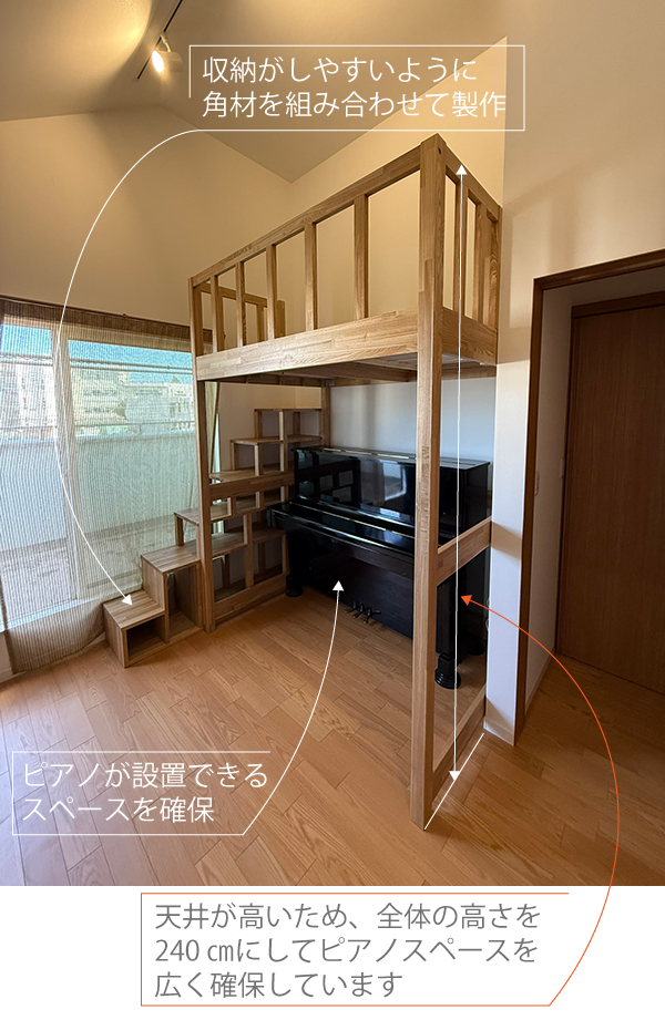 後付け 収納 小上がり ヌック 収納 おしゃれ デザイン 畳ベッド 飛騨フォレスト 畳ヶ丘 オーダー 日本製 ヘリ無し畳 ダイケン オイル仕上げ 図面 壁3面 ロフトベッド