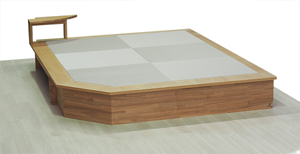 後付け 収納 小上がり ヌック 収納 おしゃれ デザイン 畳ベッド 飛騨フォレスト 畳ヶ丘 オーダー 日本製 ヘリ無し畳 ダイケン オイル仕上げ 図面 壁3面 灰桜色