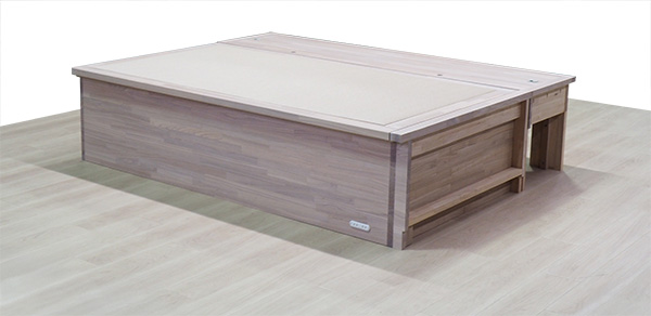 本　体 タモ集成材 畳　下 15mm 合板 塗　装 オイル仕上げ（クリア） 畳　表 ダイケン カクテルフィット17 畳 ボード畳 ヘリ無し畳 跳ね上げ ガススプリング