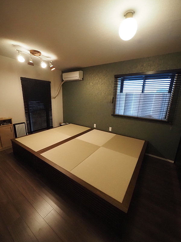 後付け 収納 小上がり ヌック 収納 おしゃれ デザイン 畳ベッド 飛騨フォレスト 畳ヶ丘 オーダー 日本製 ヘリ無し畳 ダイケン ウレタン仕上げ 図面 カクテルフィット17 格子
