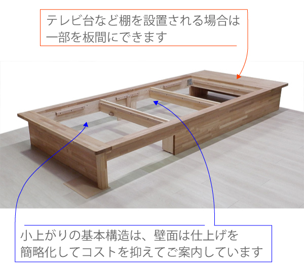 後付け 収納 小上がり ヌック 収納 おしゃれ デザイン 畳ベッド 飛騨フォレスト 畳ヶ丘 オーダー 日本製 ヘリ無し畳 ダイケン オイル仕上げ 図面 壁2面 灰桜色 猫 引き出し