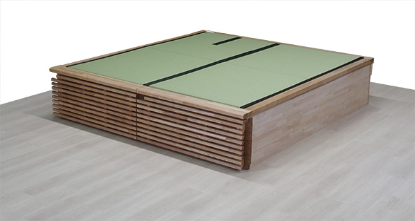 後付け 収納 小上がり ヌック 収納 おしゃれ デザイン 畳ベッド 飛騨フォレスト 畳ヶ丘 オーダー 日本製 ヘリ付き畳 ダイケン オイル仕上げ 図面 壁3面 銀白色 炉縁 炉壇 茶道 お茶 電気炉